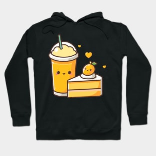 Cute Couple Gift in Kawaii Style with a Mango Cake and a Milkshake | Kawaii Food Hoodie